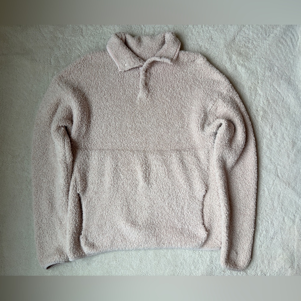 Cozy Plush Half-Zip Pullover - Light Pink